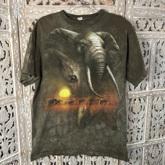 Liquid Blue Other - Vintage 2000 Liquid Tie Dye Elephant Nature RARE All Over Print t Shirt-SEE